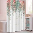 thumbnail image 5 of Shower Curtain Pink Rose Green Eucalyptus Leaves Shower Curtains for Bathroom Decor, Waterproof Polyester Shower Curtain Set with Hooks, Standard Size 72" x 72" White, 5 of 9
