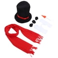 thumbnail image 4 of Kit de disfraz de muñeco de nieve: disfraz de invierno escarchado, sombrero de copa, bufanda con nariz de zanahoria, guantes y pompones - Suministros para disfraces de cosplay, 4 of 7