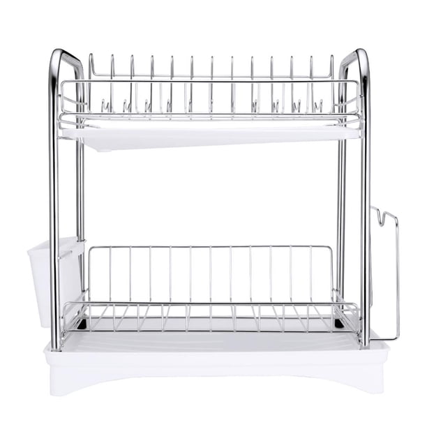 Yuarrent Estante de cocina de acero inoxidable, estante para platos de capas, soporte para utensilios de cocina, estante para escurridor Organizadores de utensilios de cocina Yuarrent HA015910-00