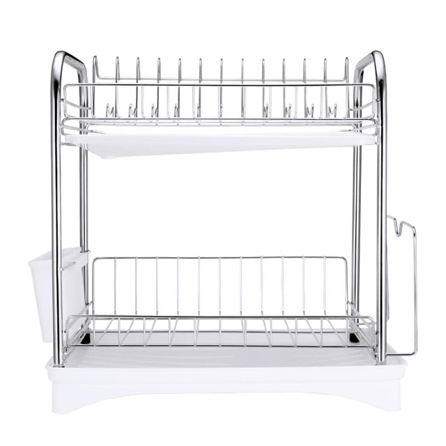 Yuarrent Estante de cocina de acero inoxidable, estante para platos de capas, soporte para utensilios de cocina, estante para escurridor Organizadores de utensilios de cocina Yuarrent HA015910-00