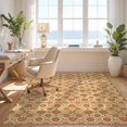 thumbnail image 3 of Design&I 3'x5' Ultra Soft Throw Mat, Warm Cream Boho Floral Medallion Terracotta Rust Tile with Diamond Accents Fluffy Washable Easy Care Indoor rug for Bedside Hallway, 3 of 7