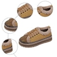 thumbnail image 5 of Rokment Sparkly Rhinestones Fuzzy Platform Fashion Sneakers for Women with Fleece Lined Winter Warm Glitter Snow Ankle Boots Flats Low Top Tennis Shoes Brown Size 6, 5 of 8