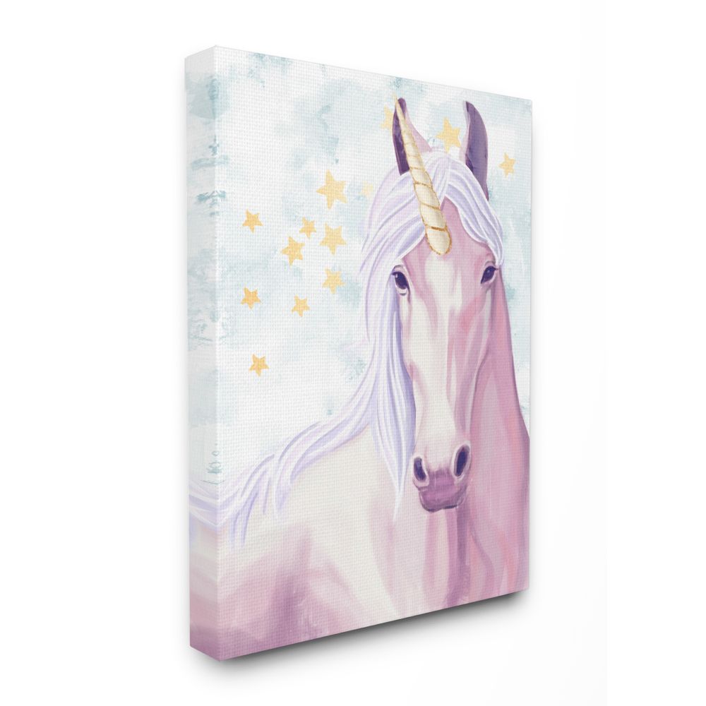 The Kids Room by Stupell Gold Star Pink Purple Unicorn Painting Canvas Wall Art by Ziwei Li