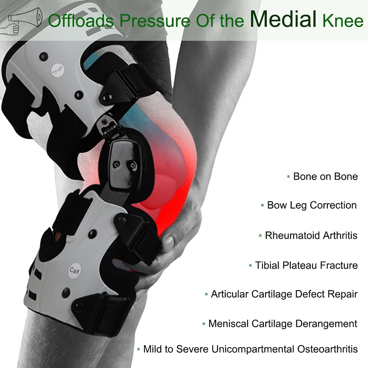 Orthomen Knee Brace - Support for Arthritis Pain, Osteoarthritis, Cartilage Defect Repair (Inside - Left)