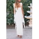 thumbnail image 2 of Vestido PRETTYGARDEN 2025 Maxi sin mangas con volantes blanco XL, 2 of 8