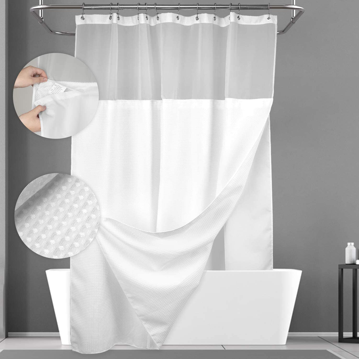 Waterproof Fabric Scenery Girls Bathroom Shower Curtain Panel Sheer 12 Hooks 