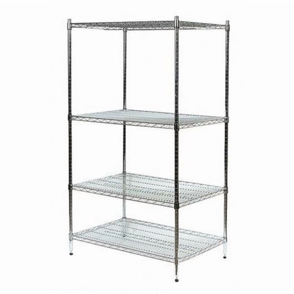 Wire Shelving Unit, 24"D x 72"W x 85"H, 4 Shelves, Silver 2KPG2