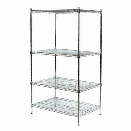 Wire Shelving Unit, 24"D x 72"W x 85"H, 4 Shelves, Silver 2KPG2