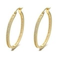 thumbnail image 3 of 14K Gold with Swarovski Crystal In and Out Hoop Earrings, 3 of 4