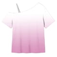 thumbnail image 6 of ITSAME One Shoulder T-Shirts for Girls Short Sleeve Tops Gradient Print Summer Loose Casual Tees Pink Size 9, 6 of 9