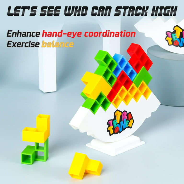 16/32/48 Pcs Tetra Tower Balance Stacking Block Game Set, Tetra Tower Game,  Stacking Blocks Tetris Blocks Toy Puzzle Game For Kids