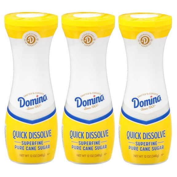 Domino Quick Dissolve Pure Cane Superfine Sugar, 12 OZ Flip Top Canister (Pack of 3)