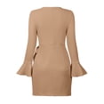 thumbnail image 4 of Vestido Mujer, Dobladillo Irregular Transpirable Cuello Redondo Poliéster Cómodo Vestido Para Citas Para Trabajar ANGGREK Albaricoque M, 4 of 8