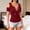 Wine, variant on Women's Cold Shoulder Henley Tops Chain Criss Cross Neck Short Sleeve Slim FitBlouses T-Shirt Wine