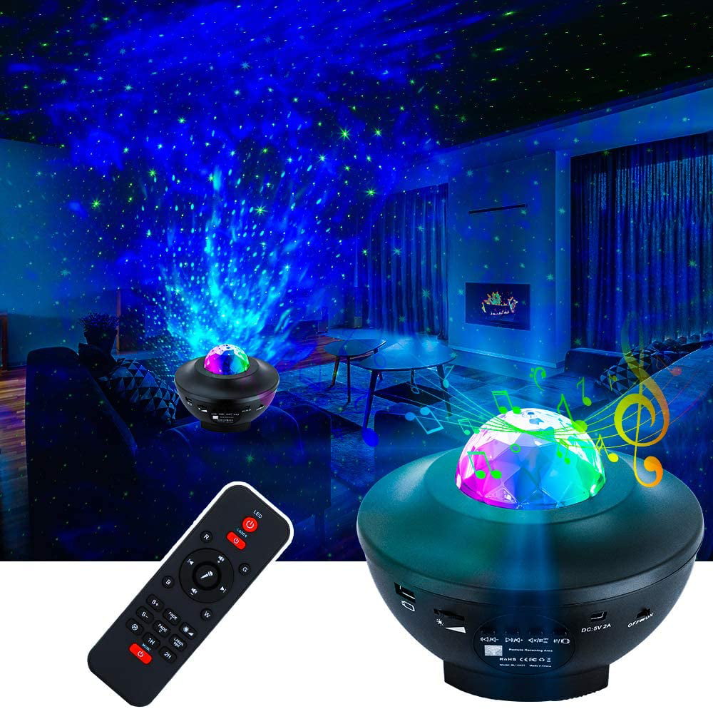 Upgrade Star Projector Night Light,Star Projector Ocean Wave Night Light Bluetooth Remote Control Projector with Music Speaker Sound Sensor 32 Lighting Modes Star Projector for Kids Adults White 