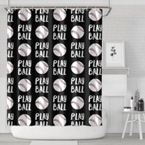 Black Play Ball Baseball Pattern Shower Curtain 84"x72" ,Bathroom Decorative Shower Curtains Set with 12 Hooks,Modern Waterproof Washable Shower Curtain
