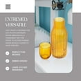 thumbnail image 3 of Elle decor Ribbed Bedside Water Carafe with Tumbler Set, Ribbed Glass Pitcher and Matching Drinking Glass Doubles as Lid, 39-Ounce, Amber, 3 of 6