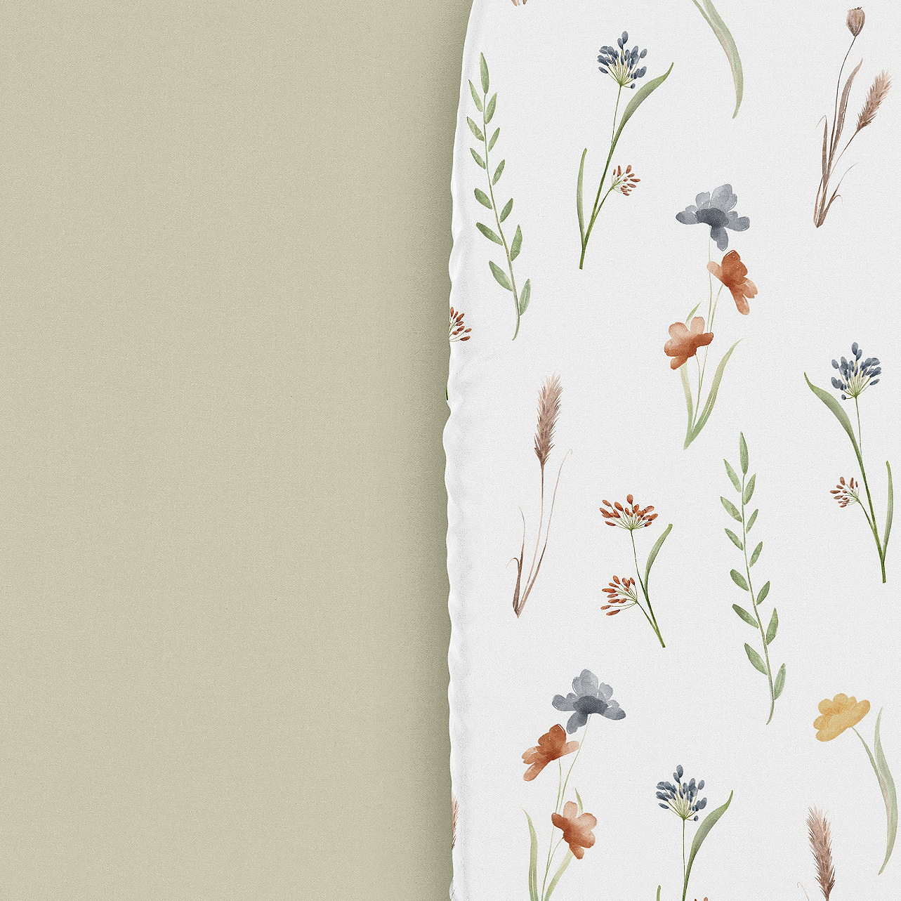Sweet Jojo Designs Watercolor Floral Garden Green Orange and Beige Baby Bassinet Fitted Sheets 2 Piece Set