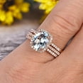 thumbnail image 2 of 2 Carat Oval Cut Aquamarine Engagement Ring 10k Rose Gold With Matching Band, 2 of 4