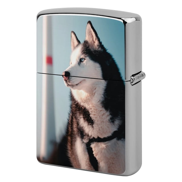Husky siberiano-theme Copper Metal Lighter Shell, Premium Replacement Refillable Lighter Case with Durable Metal Construction, Compatible with Zippo and Most Standard Lighter Models