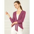 thumbnail image 2 of Women's Tie Front Metallic Ruffled Long Sleeve Open Cardigan, 2 of 6
