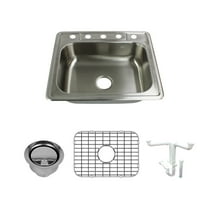 Transolid K-Stsb25226-5 Select 25" Drop In Single Basin Stainless Steel Kitchen Sink -