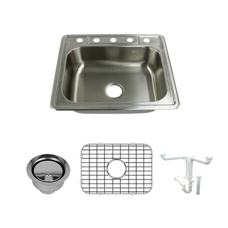 Transolid K-Stsb25226-5 Select 25" Drop In Single Basin Stainless Steel Kitchen Sink -