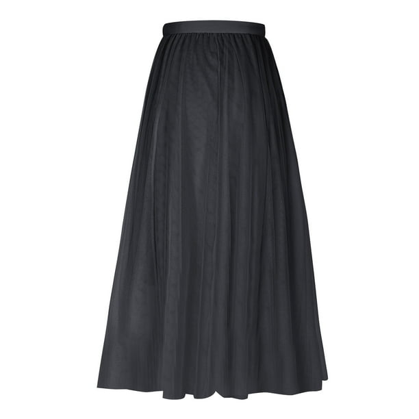 Busydd Skirts for Women Trendy Solid Color Elastic Waist