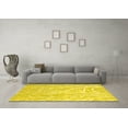 thumbnail image 3 of Ahgly Company Machine Washable Indoor Round Abstract Yellow Contemporary Area Rugs, 5' Round, 3 of 4