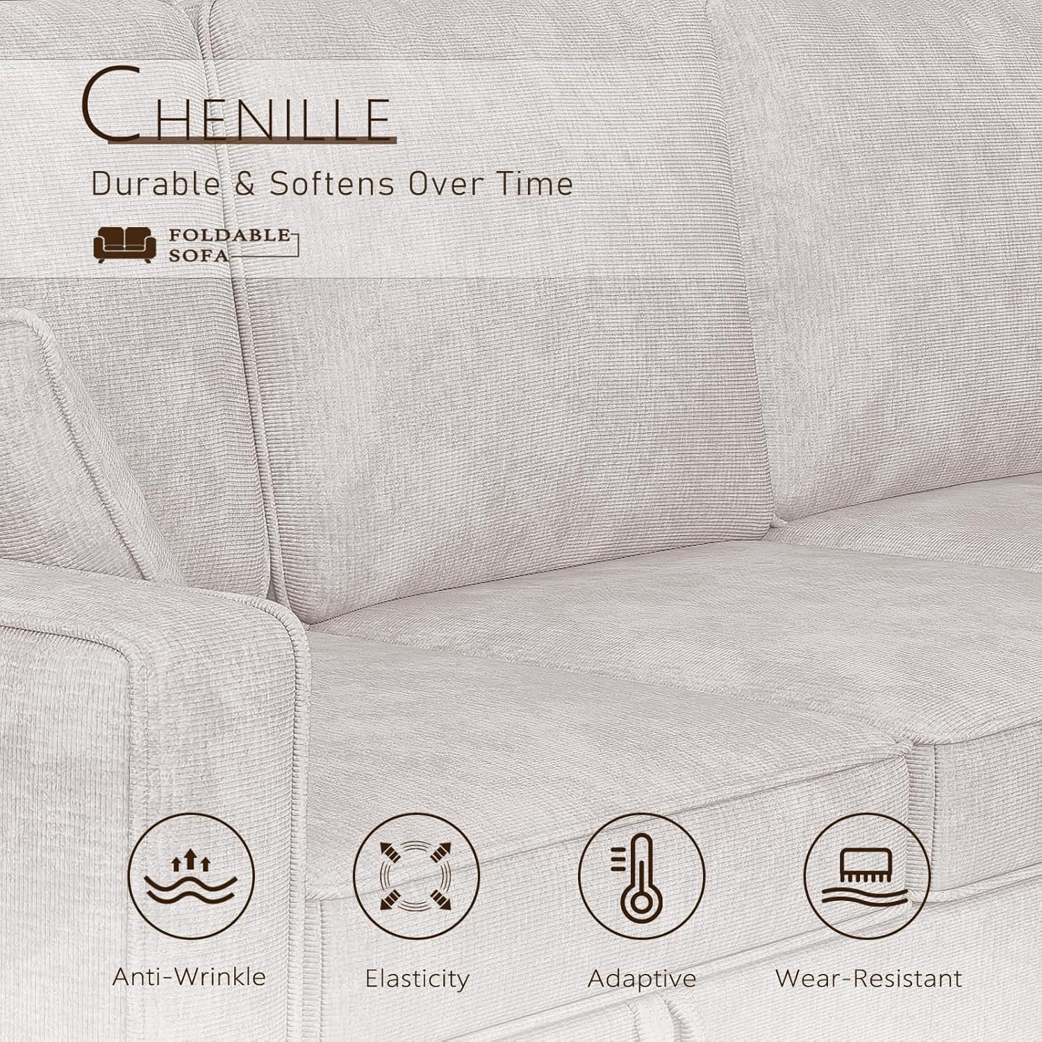 Howcool Sectional Sleeper Sofa,L Shaped Chenille Convertible Sofa Bed 89" 3 Seater with Flip-Down Center Console & USB Charging Ports,Pull Out Couch for Living Room Apartment Office,Beige