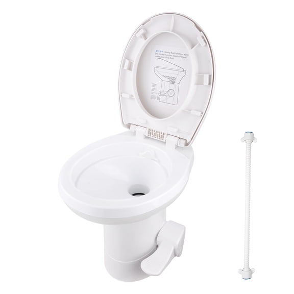Yescom RV Toilet Gravity Flush Camper Toilet Elongated 20" High Travel Trailer Toilet for RV HDPE