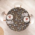 thumbnail image 4 of Ambesonne Cats Funny Fitted Round Tablecloth, Simple Modern Kitten Paw, 36"- 40" Diameter, Pale Camel and Pale Caramel, 4 of 5