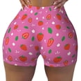 thumbnail image 2 of Fotbe Strawberry Floral Shorts Sin Costuras – Shorts Deportivos de Cintura Alta para Mujer, Elásticos para Gimnasio, Yoga, Running o Ciclismo-Small, 2 of 8