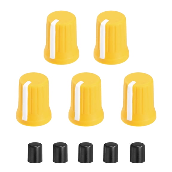 5pcs Potentiometer Knobs,Rubber Guitar Volume Tone Rotary Knob(Yellow White)
