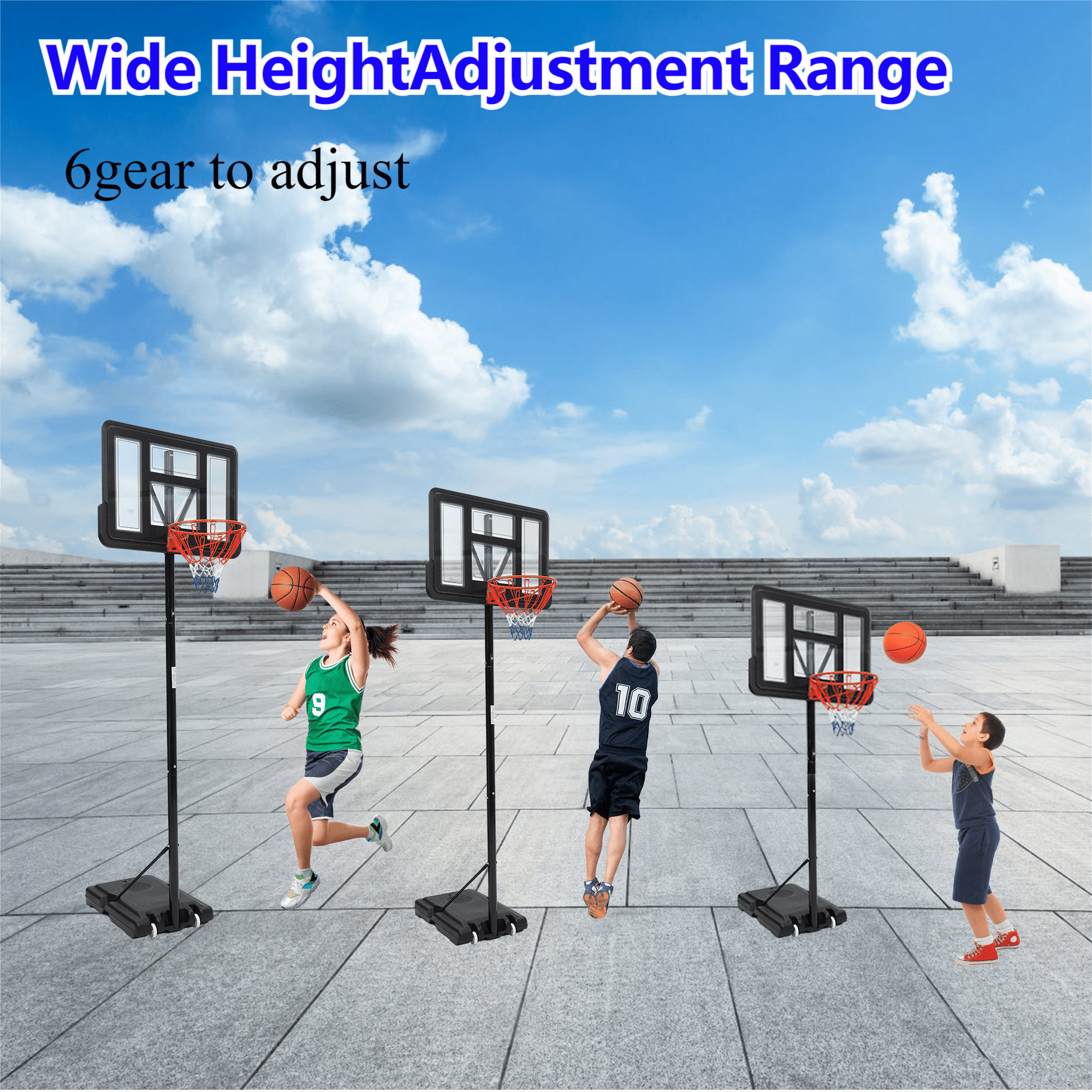 Momentous Assembly Portable Adjustable Outdoor 5.2-10 Ft Basketball Hoop – Assembles in 30 Minutes or Less
