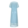 thumbnail image 6 of Einccm Women’s Two-Piece Dress Set, Short Sleeve Crewneck Top with Hollow Design and Sleeveless Slip Dress, Casual Summer Outfit for Beach, Party, Date, or Vacation, 6 of 9
