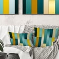 thumbnail image 3 of Designart "Harmonious Green And Yellow Stripes V" Striped Printed Throw Pillow, 3 of 5