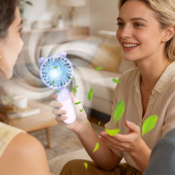 Mini ventilador de mano con 3 velocidades ajustables – Ventilador pequeño portátil recargable por USB, funcionamiento silencioso para uso en el hogar, la oficina, exteriores y viajes.