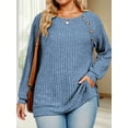 thumbnail image 3 of NISVIYA Womens Plus Size Basic Tops Loose Fit Button Decor Tunics Fashion Ribbed Knit Pullover Sweaters, 3 of 5