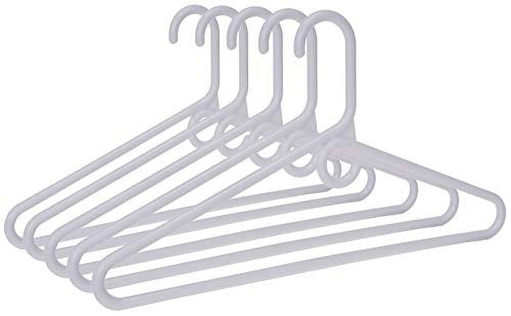 Heavy Duty Thick Plastic Clothes Hangers With Tie Scarf Hook White 10 Pack