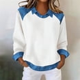 thumbnail image 2 of Yigetop Sweater with Denim Collar, Women's Long Sleeve Denim Patchwork Tops Casual Lapel Denim Stitching Pullover Sweatshirt Denim Pullover Light Ashy 3XL, 2 of 7