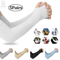 Gustave 5 Pairs UV Sun Protection Cooling Arm Sleeves Men Women Long Arm Cover Sleeves for Basketball Sports Running Golf Cycling Driving Fishing