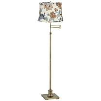 360 Lighting Chic Style Swing Arm Adjustable Floor Lamp 70" Tall Antique Brass White Paisley Drum Shade Living Room Reading House