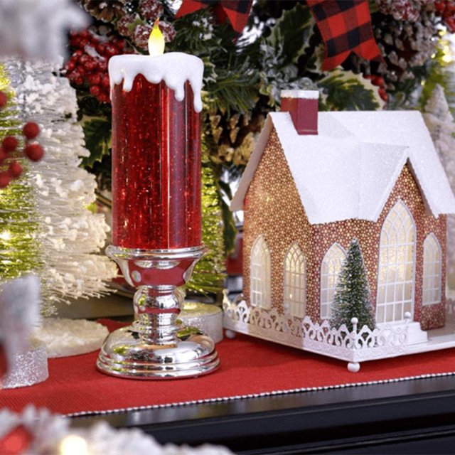 LED Christmas Candle with Base Flameless Candles Colorful Fantasy Crystal Candle Tourist Souvenir LED Night Lamp Battery Operated