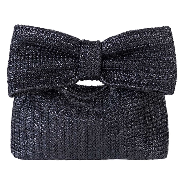 Bolso Tejido Paja Noche para Mujer Con Lazo Boda Fiesta Femenina