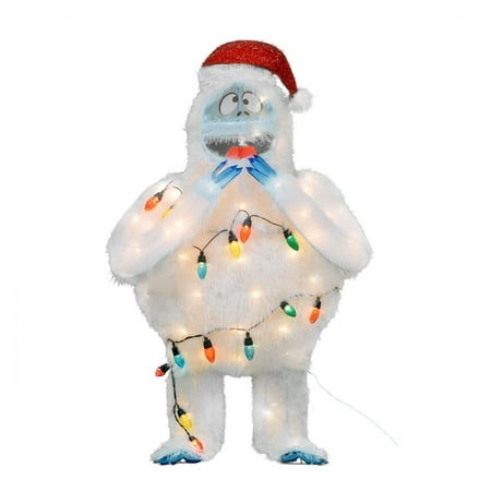 32 Inch Tall Bumble The Abominable Snowman With Santa Hat Pre Lit Outdoor/Indoor Holiday Yard And Lawn Decoration Bumble W/String Lights - 32 In.
