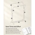 thumbnail image 3 of Songmics Home Double-Rod Garment Rack with Wheels – 220 lb Capacity Metal Clothes Rack for Storage & Display, 40.7" Wide, Black, 3 of 9
