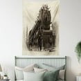 thumbnail image 3 of Steam Engine Tapestry, Antique Northern Express Train Canada Railways Photo Freight Machine Print, Wall Hanging for Bedroom Living Room Dorm Decor, 60W X 80L Inches, Black Grey, by Ambesonne, 3 of 5
