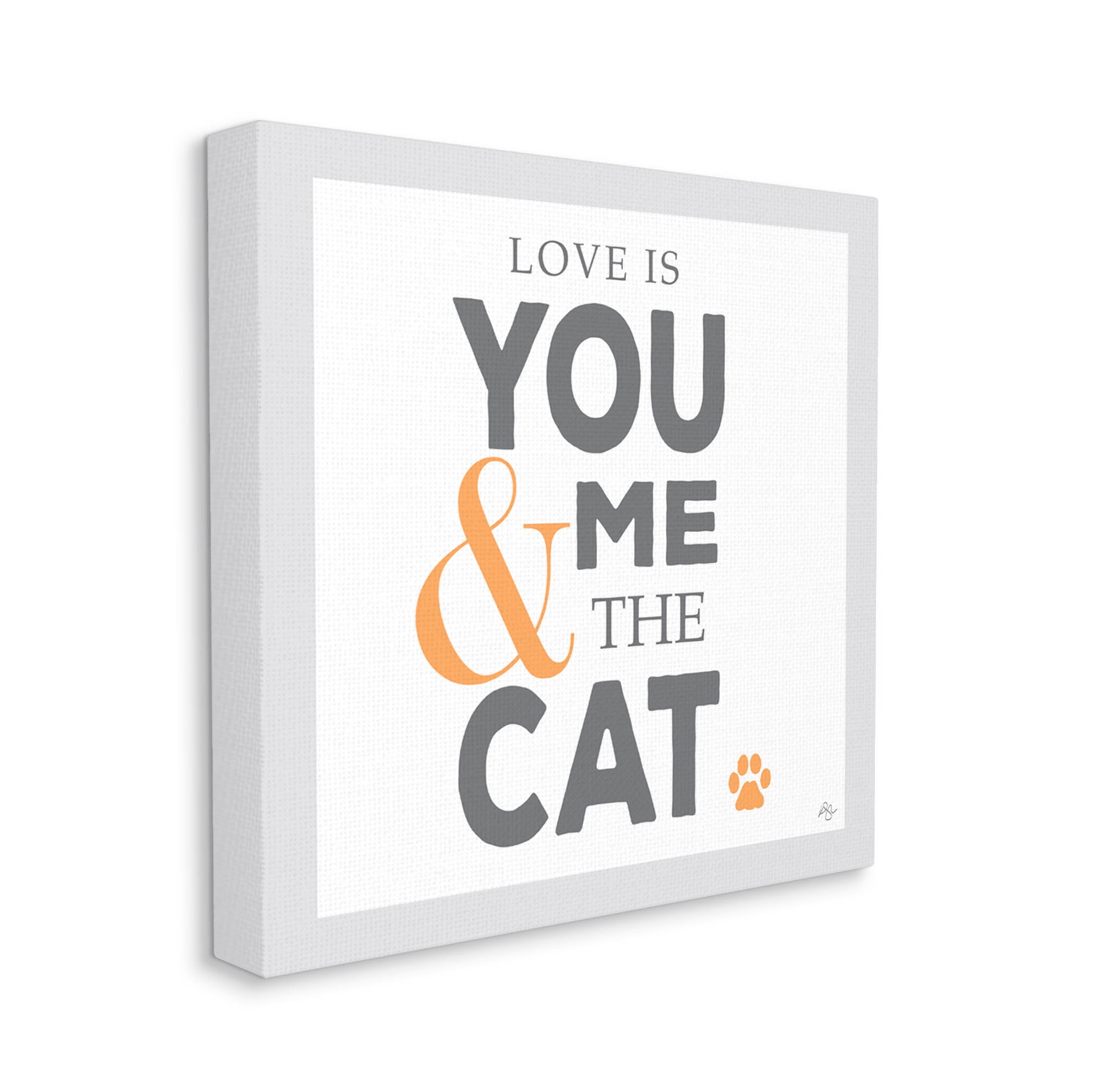 Stupell Industries Love Is You Me & The Cat Phrase Graphic Art Gallery Wrapped Canvas Print Wall Art, Design by K. Kaufman