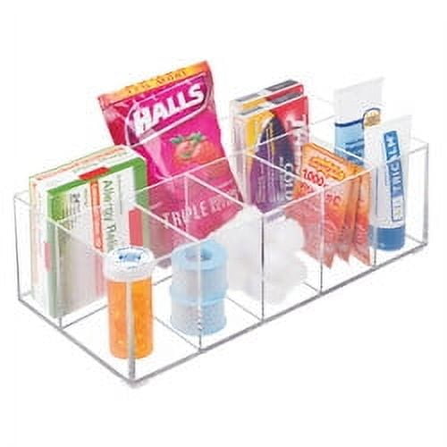Clarity Cosmetic Organizer for Vanity, Dresser or Bathroom Cabinet to Hold Makeup, Beauty Products, Hair Accessories, 6 Compartments - Clear